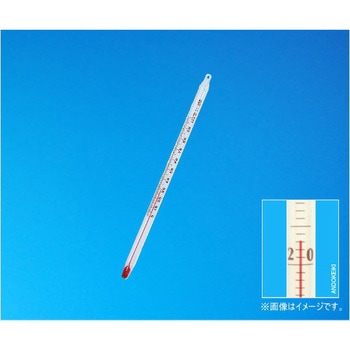 赤液棒状温度計 1℃ 全没 全長180mm 1-26シリーズ 安藤計器製工所