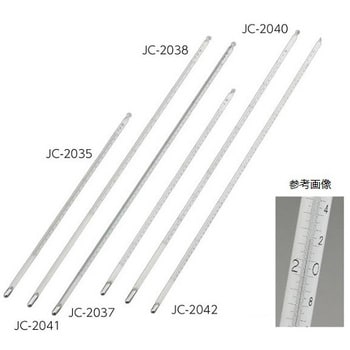 精密棒状水銀温度計 最小目盛：0.1℃ JCシリーズ 英語版校正証明書付