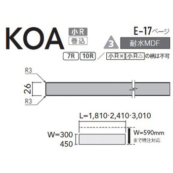 【オーダー】ポストフォームカウンター KOA型(石目・モルタル調・抽象・レザー) AICA(アイカ工業)