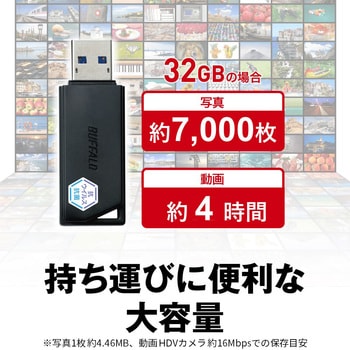 RUF3-KVB128G-BK USB3.2(Gen1) 抗ウイルス・抗菌USBメモリー 128GB ブラック BUFFALO(バッファロー)  キャップ式 電源バスパワー - 【通販モノタロウ】