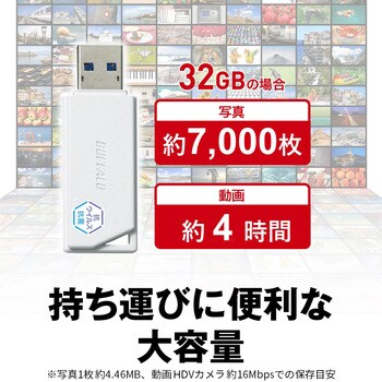 RUF3-KVB32G-WH USB3.2(Gen1) 抗ウイルス・抗菌USBメモリー 32GB