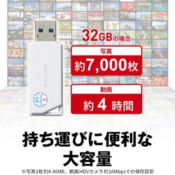 USB3.2(Gen1) 抗ウイルス・抗菌USBメモリー 64GB ホワイト BUFFALO(バッファロー)