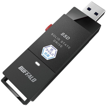 SSD-PUTVB1.0U3-B 抗ウイルス・抗菌ポータブルSSD USB3.2(Gen1) Type-A スティック型 1TB ブラック 1台  BUFFALO(バッファロー) 【通販モノタロウ】