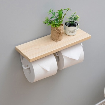 木製棚付き トイレットペーパーホルダー YAMAZEN(山善)