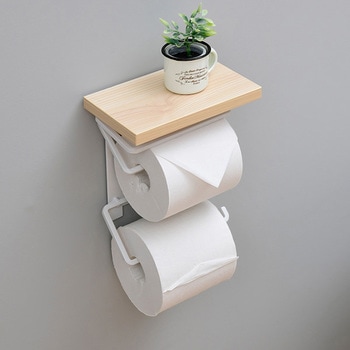 木製棚付き トイレットペーパーホルダー YAMAZEN(山善)