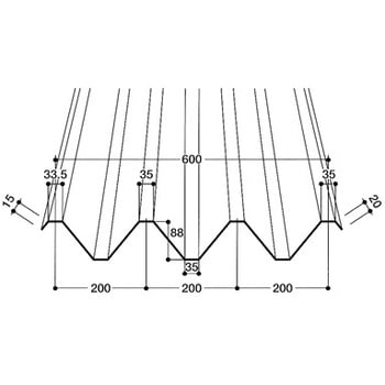 ルーフデッキ88型 0.60mm L=2000mm