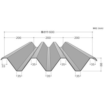 オーダー】折板金属屋根88タイプ(裏貼りなし) ノーブランド 長さ1600～6000mm 1枚 - 【通販モノタロウ】