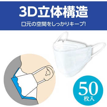 立体不織布マスク(四層構造)(50枚入) アーテック