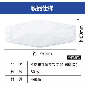 立体不織布マスク(四層構造)(50枚入) アーテック