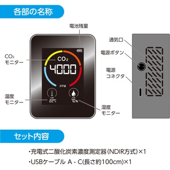 充電式二酸化炭素濃度測定器(NDIR方式) アーテック(学校教材・教育玩具)