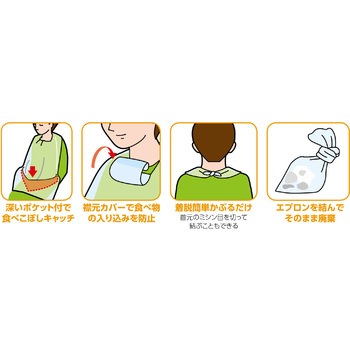 ポケット付使い捨て食事用エプロン100枚入 アーテック