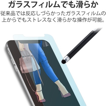 タッチペン スタイラスペン 抗菌 高密度ファイバーチップ クリップ付  ストラップホール付 エレコム