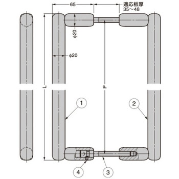 d line ステンレス鋼製ドアハンドル 12-8011型 LAMP(スガツネ)