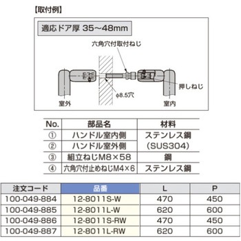 d line ステンレス鋼製ドアハンドル 12-8011型 LAMP(スガツネ)