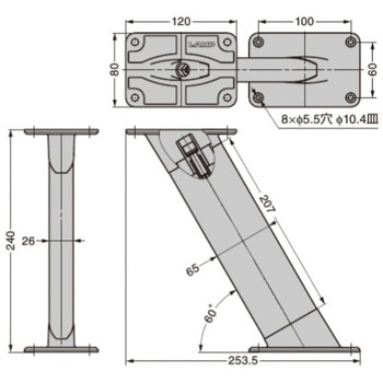 カウンター用支柱金物 CTB65-PM60-170型 LAMP(スガツネ)