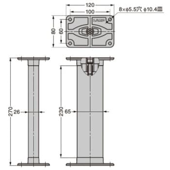 カウンター用支柱金物 CTB65-PMS90-270型 スガツネ(LAMP) 棚柱 【通販