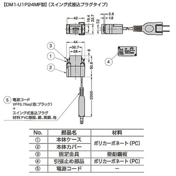 埋込充電用USBコンセント DM1-U1P24M型 LAMP(スガツネ)