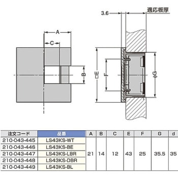 角型配線孔キャップ LSKS型 LAMP(スガツネ工業)