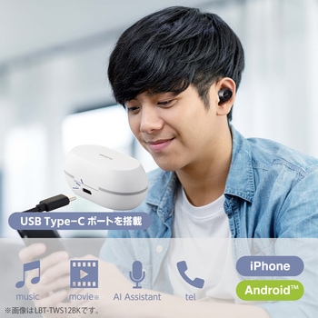 ワイヤレスイヤホン Bluetooth 無線 AAC対応 Type‐C充電 カナル型 自動ペアリング エレコム