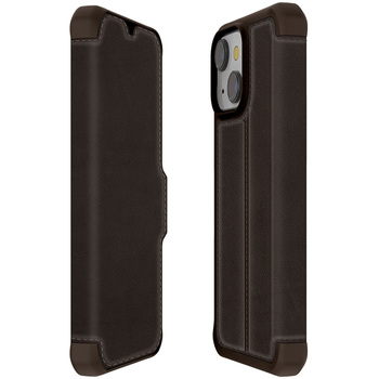 ITSKINS - Hybrid Folio Leather for iPhone 13 [ Brown with real leather ] ITSKINS
