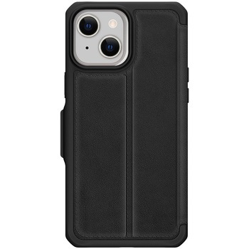ITSKINS - Hybrid Folio Leather for iPhone 13 [ Black with real leather ] ITSKINS