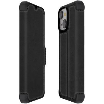 ITSKINS - Hybrid Folio Leather for iPhone 13 [ Black with real leather ] ITSKINS