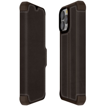 ITSKINS - Hybrid Folio Leather for iPhone 13 Pro [ Brown with real leather ] ITSKINS