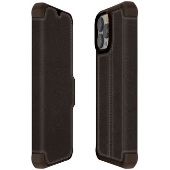 ITSKINS - Hybrid Folio Leather for iPhone 13 Pro Max/12 Pro Max [ Brown with real leather ] ITSKINS
