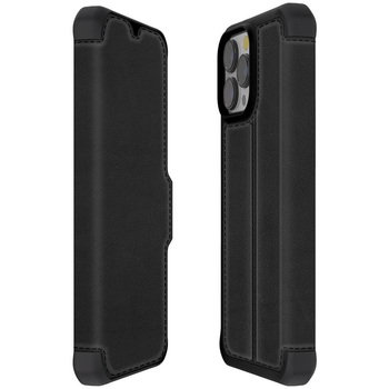 ITSKINS - Hybrid Folio Leather for iPhone 13 Pro Max/12 Pro Max [ Black with real leather ] ITSKINS