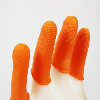 指サック(すべり止め付き) ラテックス オレンジ セーフラン安全用品