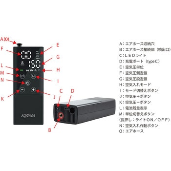 スマートエアポンプ JP01 2000mAh/7.4V KIJIMA(キジマ) バイク用空気