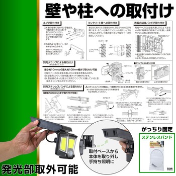 LED 人感センサーライト 懐中電灯 2WAY ソーラー式  防雨仕様 防犯 防災 持ち運び可 ELPA