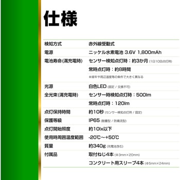 LED 人感センサーライト 懐中電灯 2WAY ソーラー式  防雨仕様 防犯 防災 持ち運び可 ELPA
