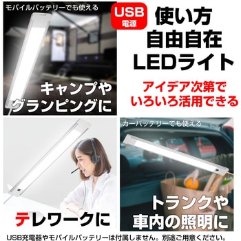 LEDバーライト 多目的灯 USB電源 30cm スイッチ点灯  取付用マグネット付き ELPA