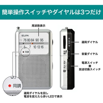 AM/FM電池長持ちラジオ ELPA
