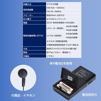 AM/FM液晶ポケットラジオ ELPA
