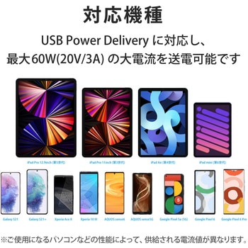 USBケーブル C-C USB2.0 PD対応 60W シリコン素材 難燃性 タイプC スマートフォン タブレット エレコム