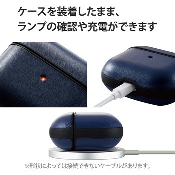 AirPods 第3世代 ケース ヴィーガンレザー カラビナ付 ワイヤレス充電対応 エレコム