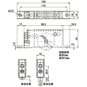 Uステンレール用 横調整戸車 19型 ST枠 BRG入MC車 ヨコヅナ