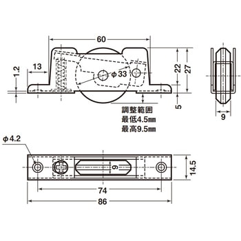 調整戸車 14型 鉄枠 BRG入ステンレス車 ヨコヅナ