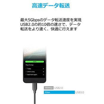 Anker PowerLine USB-C & USB-A ケーブル (USB3.0対応) 0.9m Anker(アンカー)