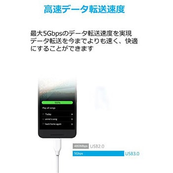 Anker PowerLine USB-C & USB-A ケーブル (USB3.0対応) 0.9m Anker(アンカー)