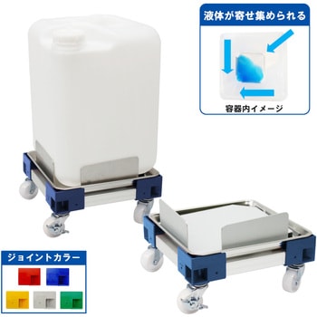 リメイン ロスト付 正角缶用 ステンレス液もれ防止トレー付カラーAP台車 エム・あい