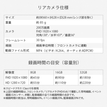 ドライブレコーダー 前後2カメラ フルHDダブル録画 エンプレイス