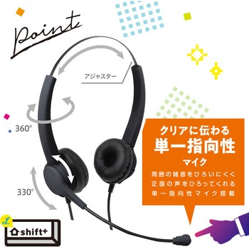 快適スクールヘッドセット 両耳 3.5mmプラグ シフトプラス SONIC(ソニック・文具)
