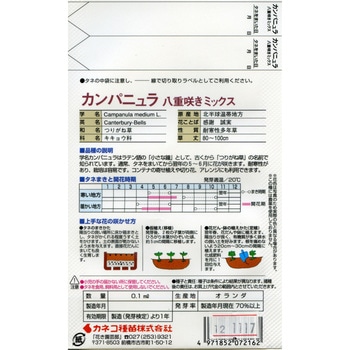 【タネ】カンパニュラ 八重咲きミックス カネコ種苗