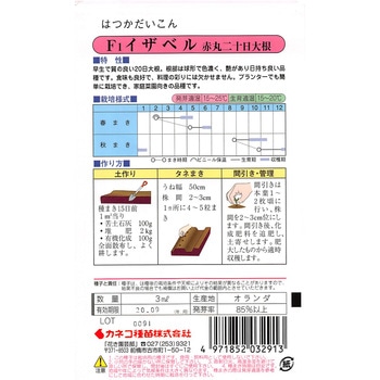 【タネ】赤丸二十日大根 イザベル カネコ種苗
