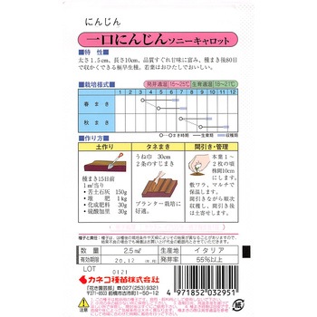 【タネ】一口にんじん ソニーキャロット カネコ種苗