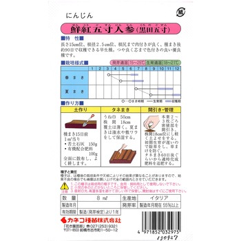 【タネ】早生にんじん 鮮紅五寸人参 カネコ種苗