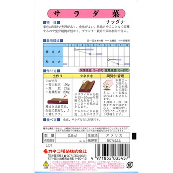 【タネ】サラダ菜 ウェアヘッド カネコ種苗